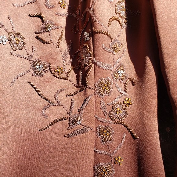 Vintage Brown satin beaded gown - Picture 7 of 8
